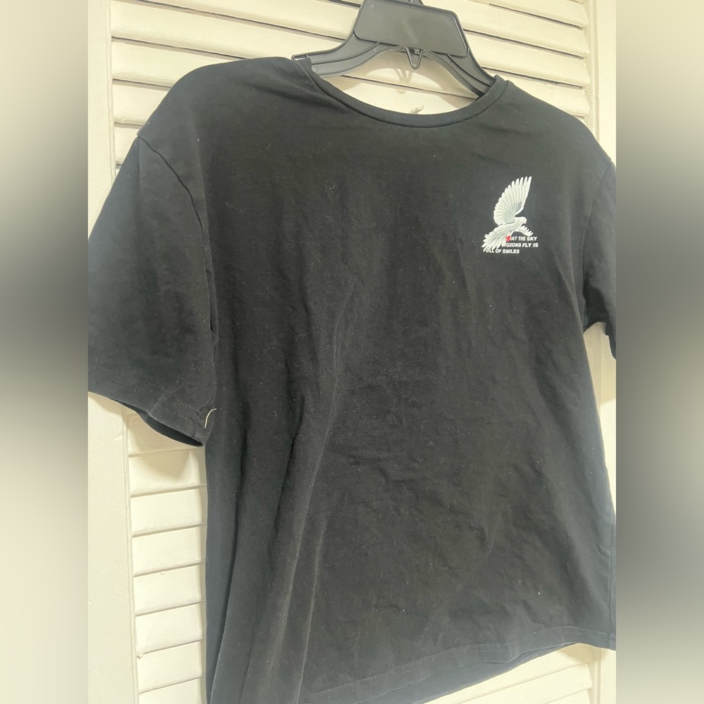 Black Graphic T-Shirt | Love & Peace Dove Design